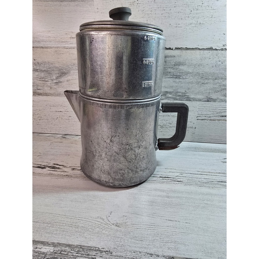 Vintage‎ Aluminum 6 Cup Stovetop Coffee Percolator Silver Retro Camping Pot